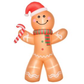 8ft Christmas Inflatable Gingerbread Man with a Candy Cane, Outdoor Blow-Up Yard Decoration with LED Lights Display (Option: Yellow-320x260x130 mm)