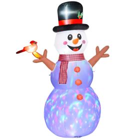 7.9' Inflatable Branch Hand Snowman w/ Rotating Colorful LED Light, Blow-Up Outdoor Display for Party (Option: White-220x120x350 mm)