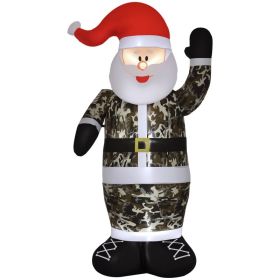 8' Christmas Inflatables Outdoor Decorations Santa Claus Wearing Camouflage, Blow-Up Yard Christmas Decor with LED Lights Display (Option: Camo, White, Red-225x130x355 mm)