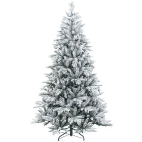 7ft Artificial Flocked Christmas Tree with Snow Tips, Easy Assembly, Hinged Xmas Tree for Home Office Holiday (Option: Green-1150x320x345 mm)