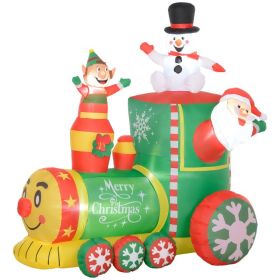 6FT Inflatable Train with Santa Claus, Snowman, Blow-Up Outdoor Display w/ White LED Lights for Party (Option: Green-260x130x320 mm)