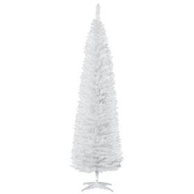 7' Artificial Pencil Christmas Tree, Slim Xmas Tree with 499 Realistic Branch Tips and Plastic Stand, White (Option: White-930x210x220 mm)