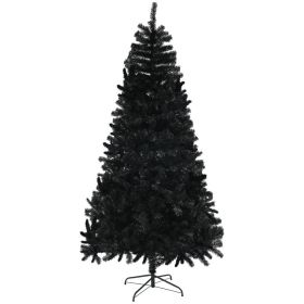 7.5ft Unlit Artificial Black Christmas Tree, Holiday Décor with 1346 Branch Tips, Auto Open and Steel Base (Option: Black-1100x260x280 mm)