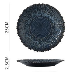 Creative Kiln Turned Retro Ceramic Plate (plate1 color: Blue)
