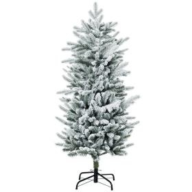 4.5' Artificial Flocked Christmas Trees, with Snow Frosted Branches, Auto Open, Steel Base (Option: Green-820x280x300 mm)
