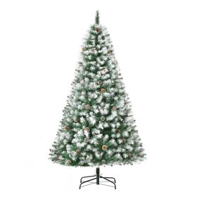 6ft Unlit Snow-Dusted Full Fir Artificial Christmas Tree with Realistic Branches, 61 Pine Cones and 800 Tips (Option: Green-950x260x280 mm)