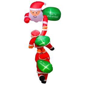 1Pc 8FT Climbing Inflatable Santa Claus With Light Hanging Blow Up Christmas Inflatable Indoor Outdoor Christmas Decorations 3 Santa Claus 3 Merr (Option: 8FT)
