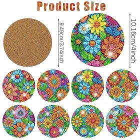 16 Pcs Diamond Art Painting Coaster Kit Flowers DIY Crafts Kit With Holder And Wooden Pad Non Slip Coaster Art Supplies For Adults And Beginner I (Option: 16Pcs)
