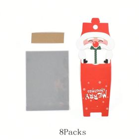 8 Pcs Mini Christmas Treat Boxes With Cellophane Bags And Twist Ties Cartoon Santa Claus Design Gift Box Cute Paper Merry Christmas Baking Packin (Option: 8pcs)