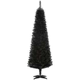 6' Artificial Pencil Christmas Tree, Slim Xmas Tree with 390 Realistic Branch Tips and Plastic Stand, Black (Option: Black-800x190x190 mm)