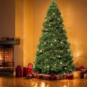 Pre-lit Artificial Christmas Tree, Prelighted Green Artificial Hinged Spruce Xmas Tree With 347 Branch Tips, 120 Incandescent Lights (Option: Four point five foot Green)