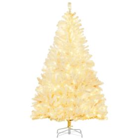 6' Prelit Artificial White Christmas Trees Home Decor, with Warm White LED Lights, Auto Open, Steel Base (Option: White-1030x300x320 mm)