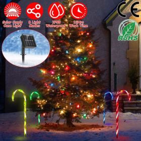 Solar Christmas Candy Cane Light IP55 Waterproof Stake Light (Option: multicolor)