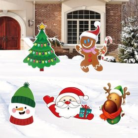 5 Pack Christmas Outdoor Yard Signs With Stakes Christmas Tree Reindeer Santa Gingerbread Snowman Signs Holiday Garden Sign For Xmas Winter Party (Option: Multicolour)