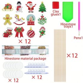 12 Sets Christmas Diamond Art Kits For Garden Decor Santa Claus Snowman Elk Gingerbread Man Stakes Diamond Painting Craft Happy Holiday Diamond P (Option: 12 Sets)
